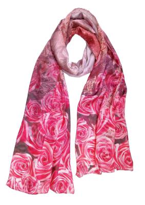 Schal 100% Seide Satin Rose Rot